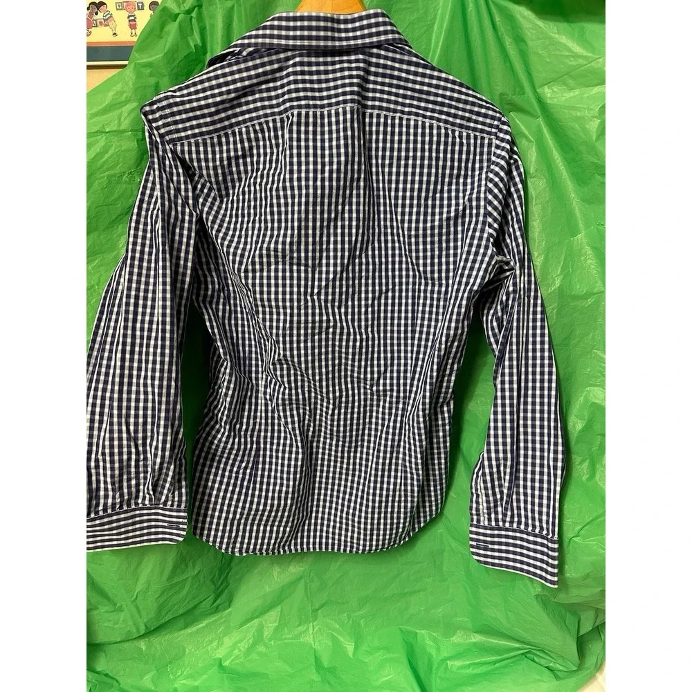 Banana Republic‎ Lecgino Blue Gingham Button Down Shirt Italian Fabric Men's M